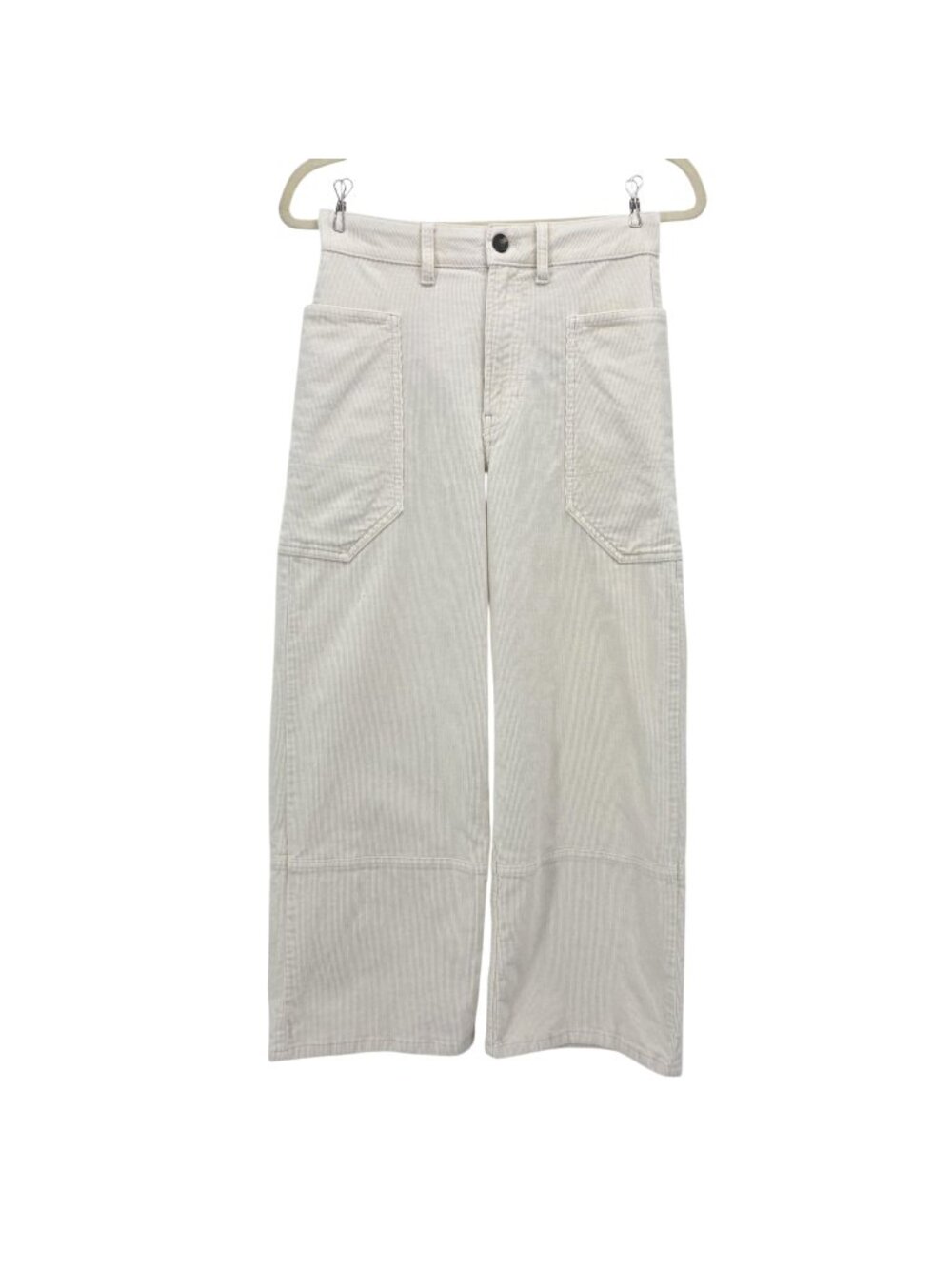 Everlane Womens 0 Pants Corduroy Wide Leg Cropped Ivory Work Pants